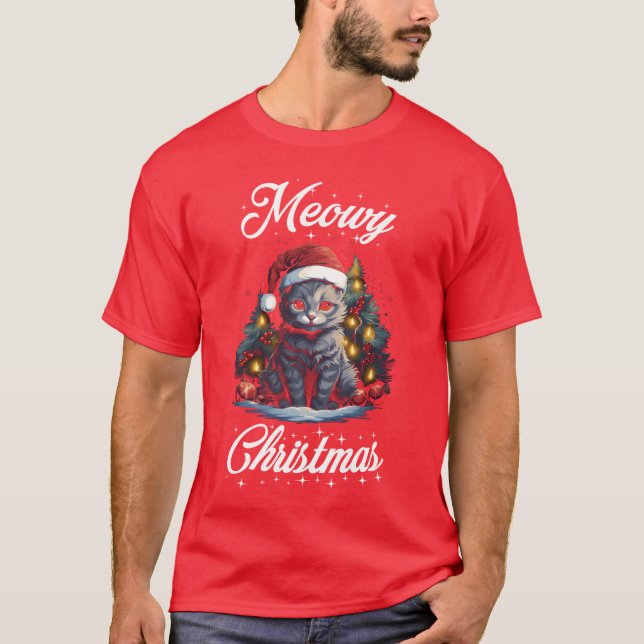 God jul - Kattdjur för jul T Shirt (Framsida)