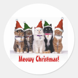 "God jul!" Katter i hattar Runt Klistermärke