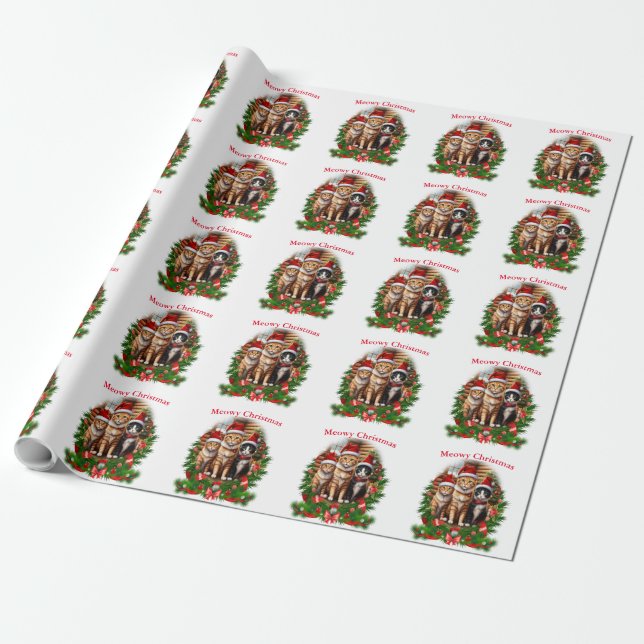 God Jul Katter Presentpapper (Utrullad)