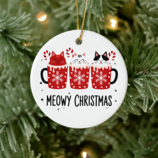 God Jul Katter Varm Choklad Karamellpinne Jul Julgransprydnad Keramik
