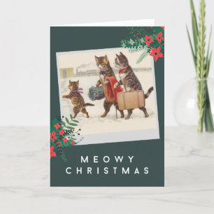 God jul - Kattfamiljen i Snö Helgkort