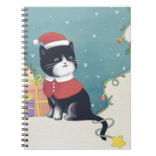God jul: Kattillustration Anteckningsbok