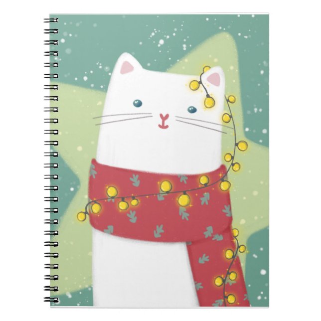 God jul: Kattillustration Anteckningsbok (Framsidan)