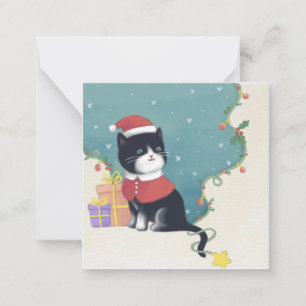 God jul: Kattillustration Anteckningskort