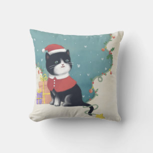 God jul: Kattillustration Kudde