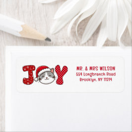 GOD JUL KATTUNGE " JOY " RETURADRESS ETIKETT