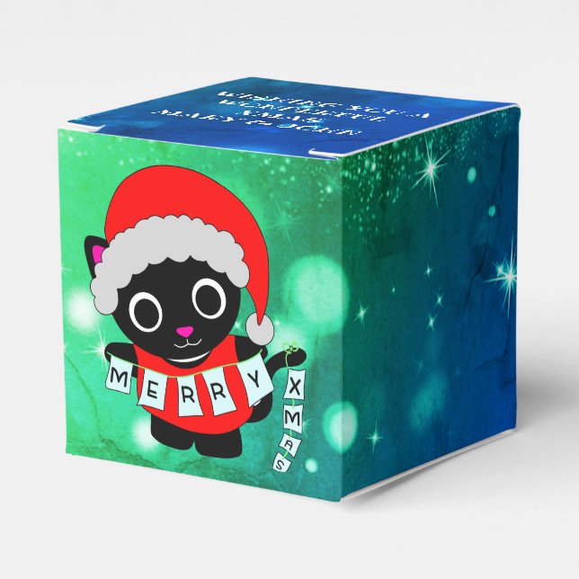 God jul Kattunge Lycklig Merry Card Hälsning Presentaskar (Framsidan Sidan)