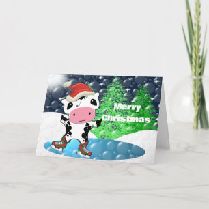 God jul Kawaii Cow Helgkort