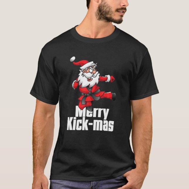 God jul Kick-Mas Jultomten Karate T Shirt (Framsida)