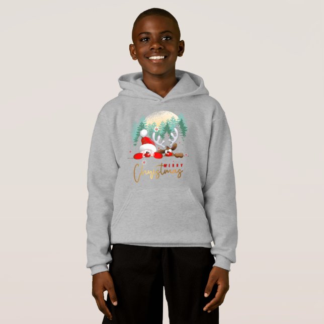 God jul | Kids Pullover Hoodie T Shirt (Hel framsida)