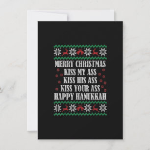 God jul Kiss My A.ss Lycklig Hanukkah ful X Inbjudningar
