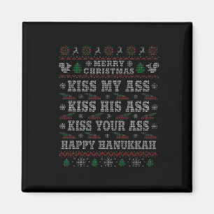 God jul Kiss My Hans Lycklig Hanukkah Magnet