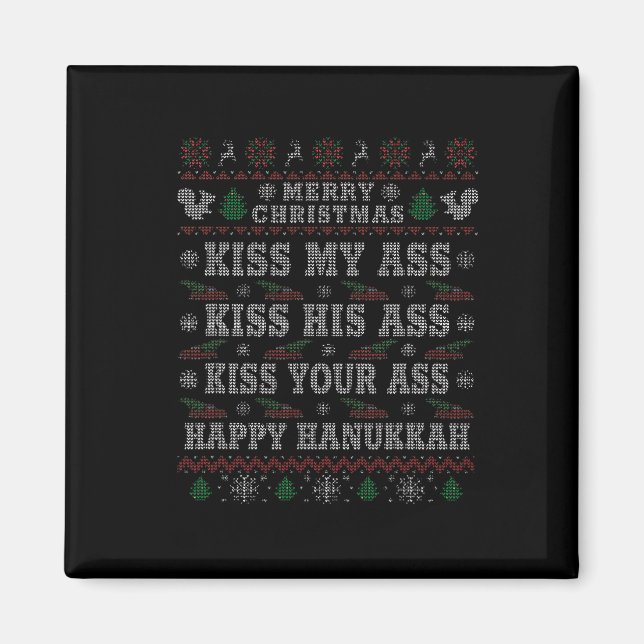 God jul Kiss My Hans Lycklig Hanukkah Magnet (Framsidan)