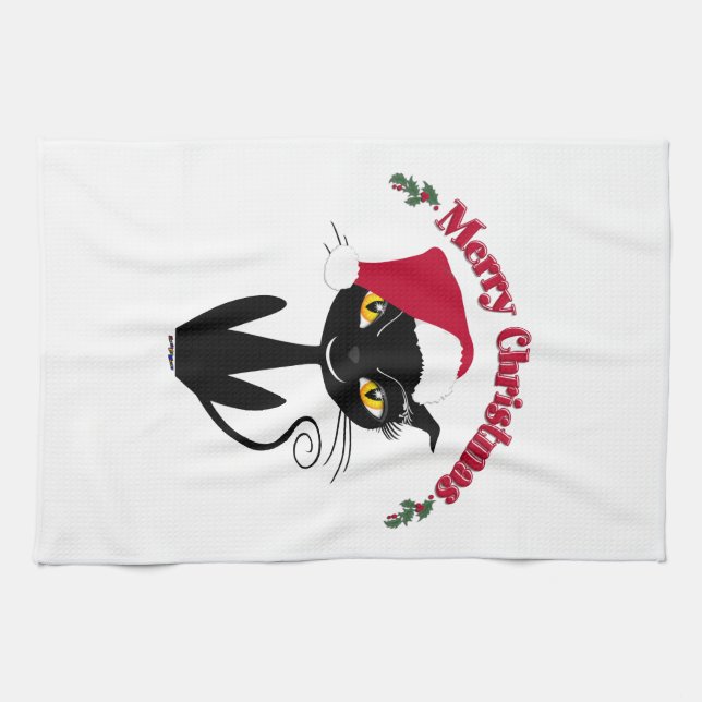 God jul Kisse katt Kökshandduk (Horisontell)