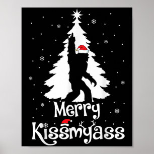 God Jul Kissmy Roliga Bigfoot Yeti Sasquatch Jul Poster