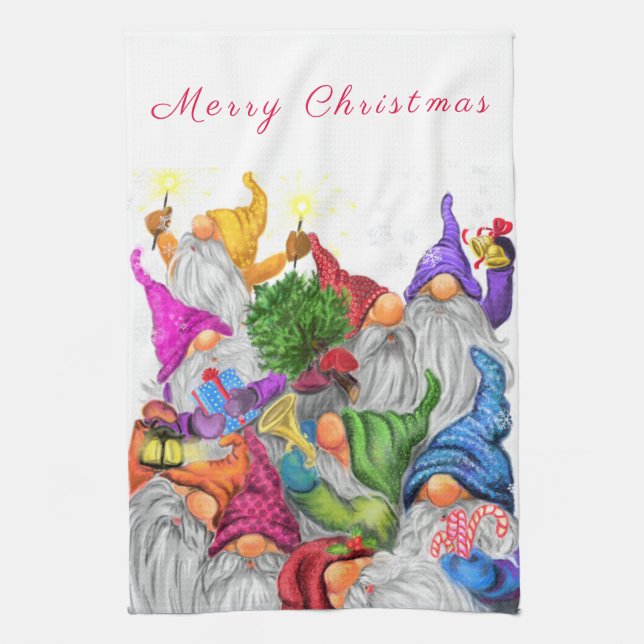 God jul Kitchen Towel Gnome Party Funny Kökshandduk (Vertikal)