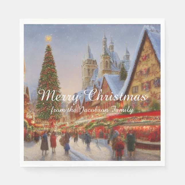 God jul Kitsch Nostalgic German Market Pappersservett (Framsidan)