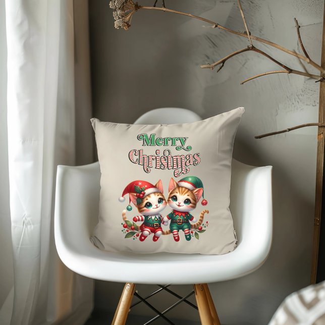 God jul Kitten Elves Kudde (Skapare uppladdad)