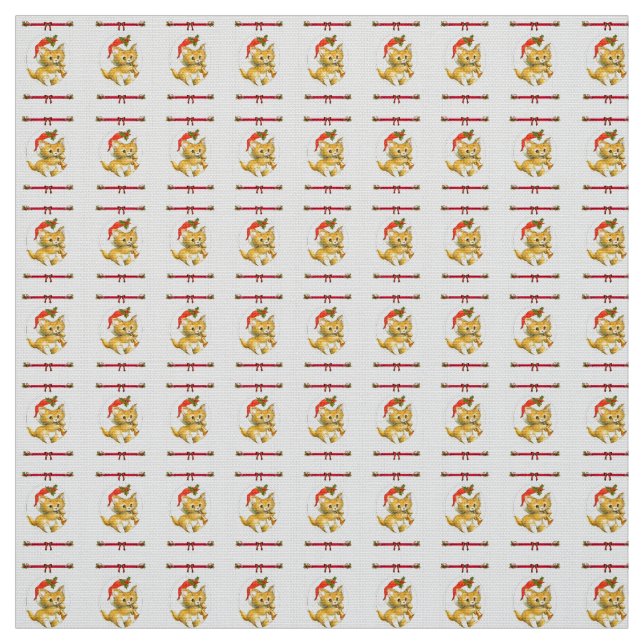 God jul Kitten Fabric Tyg (Provkarta)