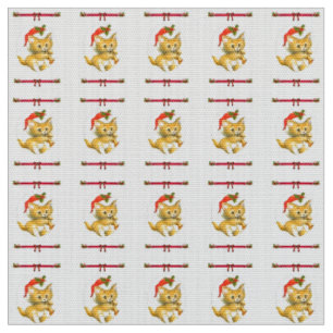 God jul Kitten Fabric Tyg