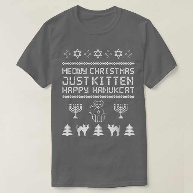 God jul Kitten Lycklig Hanukkah judisk T Shirt (Design framsida)