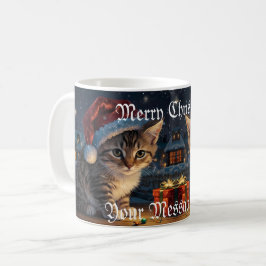 God jul Kitten med Santa Hat Kaffemugg