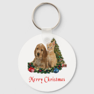 God jul Kitten och valparkedjan Nyckelring
