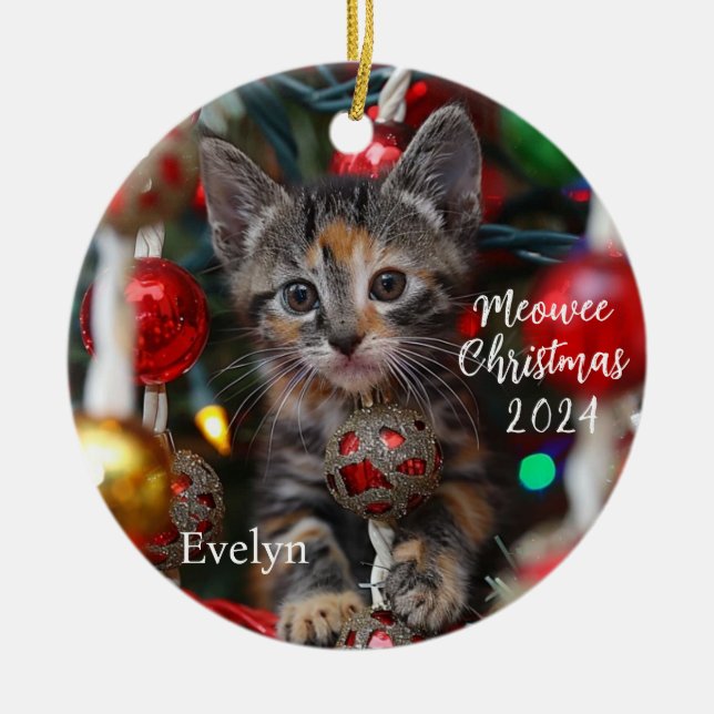 God Jul Kitten Personlig Ornament (Framsidan)