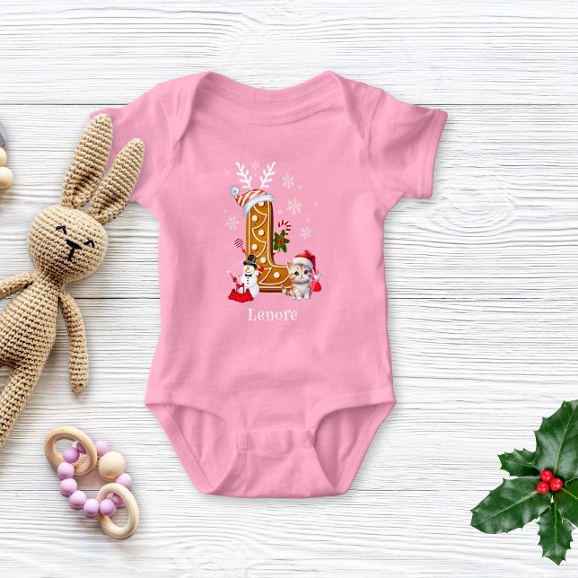 God Jul Kitten Santa Gingerbröd Brev L Girl T Shirt (Skapare uppladdad)