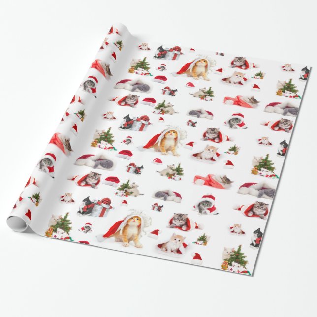 God jul Kittens 2 Papper inkapsling Presentpapper (Utrullad)