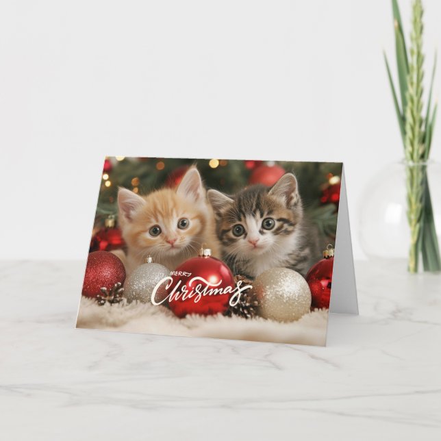 God jul Kittens och prydnadsföremål Kort (Framsida)