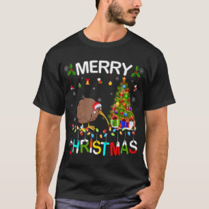 God jul Kiwi Santa Hat Ljus Julafton Kiwi T Shirt