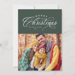 God jul klassisk elegant grönt ett foto julkort