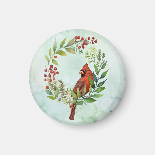God Jul Klassisk Kardinal  Magnet (Framsidan)