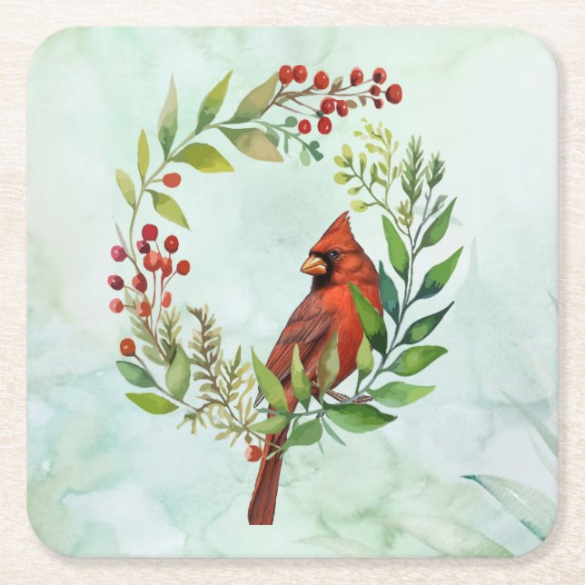 God Jul Klassisk Kardinal  Underlägg Papper Kvadrat (Framsidan)
