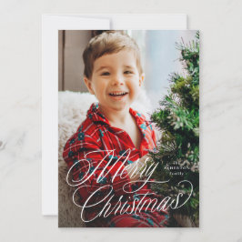 God Jul klassisk manus två foto grön Julkort