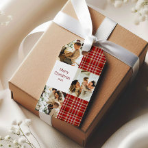 God Jul Klassisk Röd Rutig Fotokollage