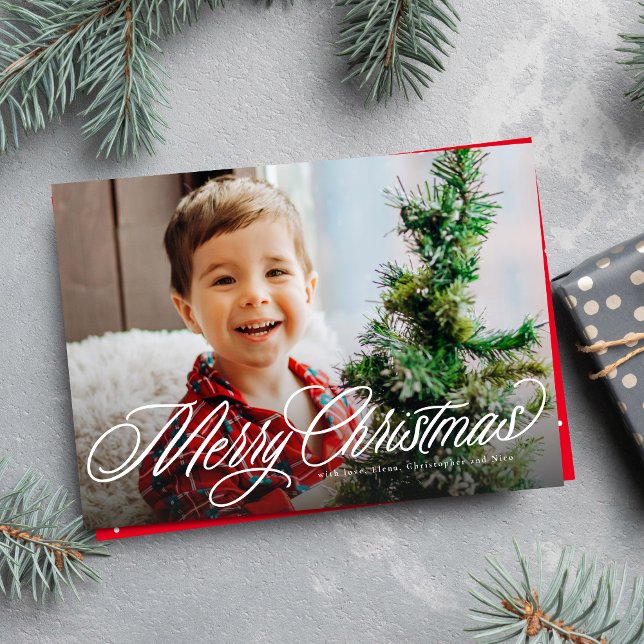 God jul klassiskt skriptfoto julkort (Skapare uppladdad)