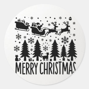 GOD JUL klippgrafik svart Runt Klistermärke