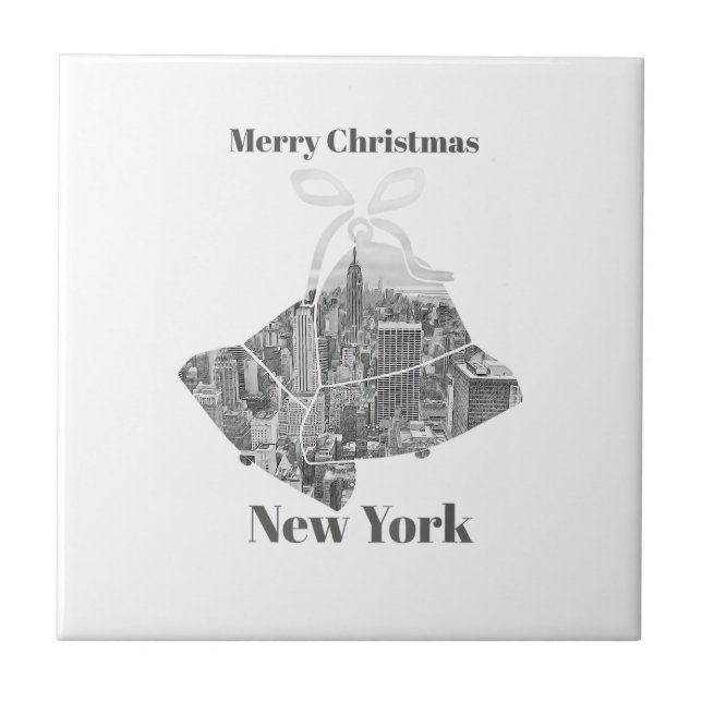 God Jul Klocka New York Kakelplatta (Framsidan)