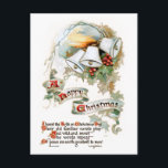 God jul, Klockor och Holly Vykort<br><div class="desc">God jul,  klockor,  holly,  "A Lycklig jul" hälsning på scrollsar,  med holly och Longmeder dikt. Bakåt har kompletterande grafik och redigerbar fält.</div>