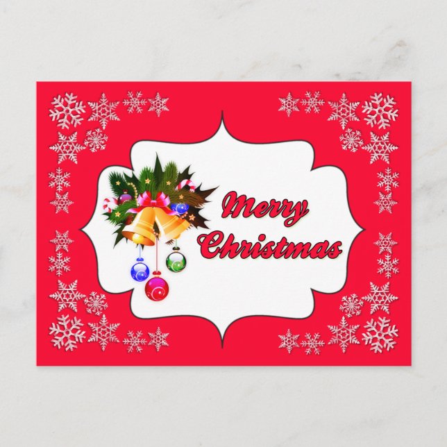 God jul Klockor Red Helgdag vykort (Framsida)