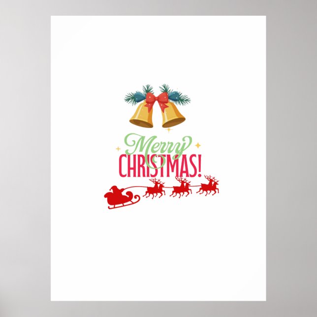 God Jul – Klockor & Tomtens släde-design Poster (Framsidan)
