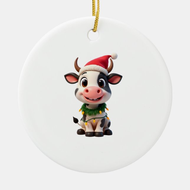 God Jul Ko Santa Julbelysning Ko Xma Julgransprydnad Keramik (Framsidan)