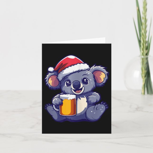 God jul Koala med Beer Tecknad Kort (Framsida)