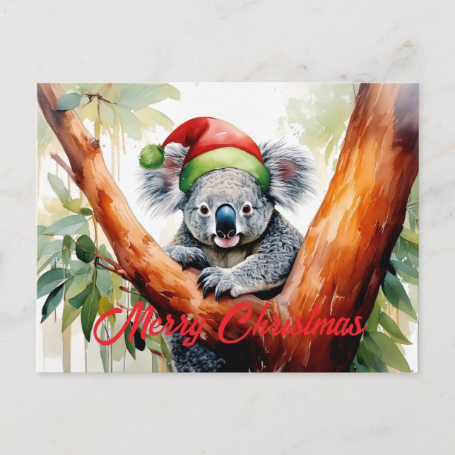 God jul Koala sitta i Gumtree Helg Vykort (Framsida)