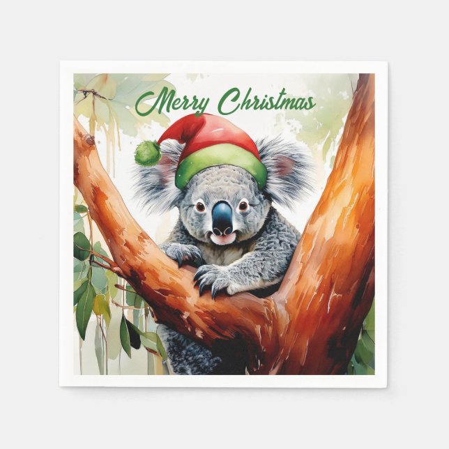 God Jul Koala sittande i Gumtree Pappersservett (Framsidan)