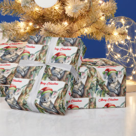 God jul koala som sitter i eukalyptusträd presentpapper