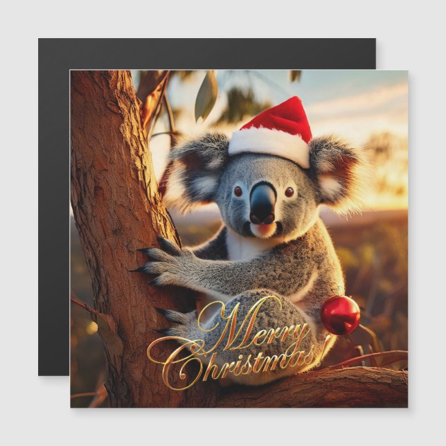 God Jul Koala som sitter i Gumtree (Fram/baksida)
