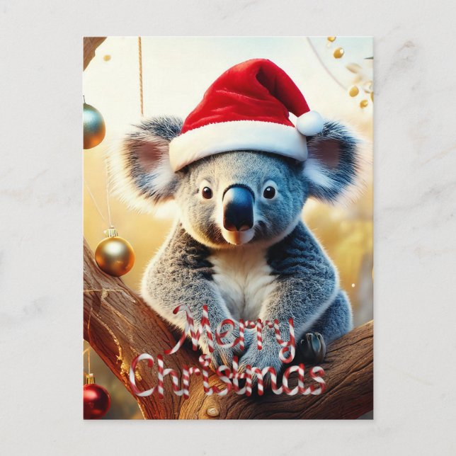 God Jul Koala som sitter i Gumtree-kort Vykort (Framsida)